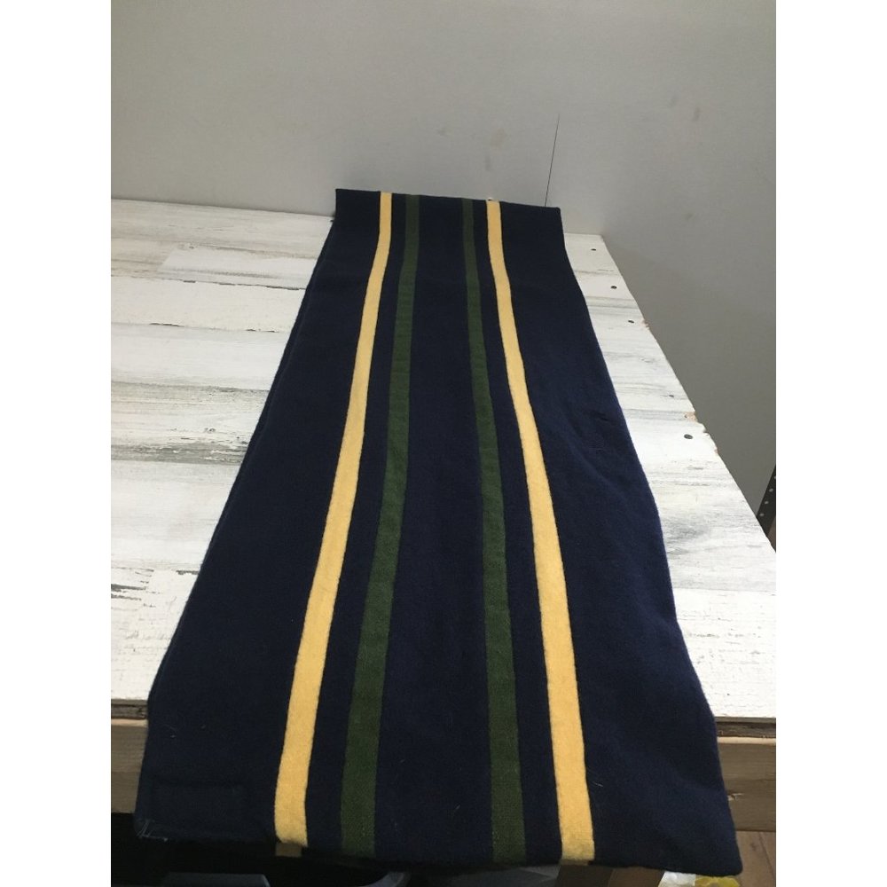 Pure New Wool blue green yellow striped scarf